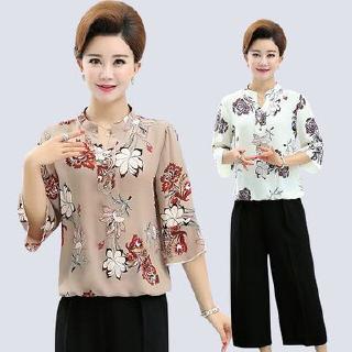 Áo Chiffon Tay Lửng Dáng Rộng Thời Trang Mùa Hè Cho Nữ Trung Niên