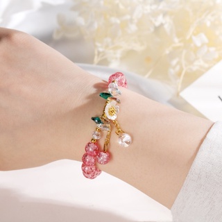 Vòng Tay Chuỗi Hạt Pha Lê Hình Hoa Cúc