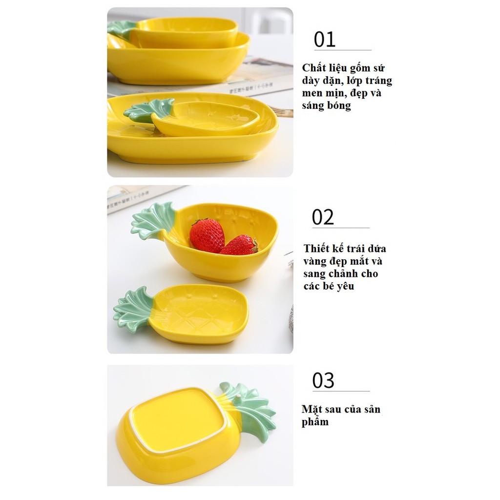 Đĩa Gốm Sứ Tráng Men Hình Trái Dứa