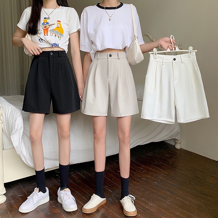 COZOK Quần Đùi Lưng Cao Ống Rộng Kiểu Dáng Hợp Thời Trang