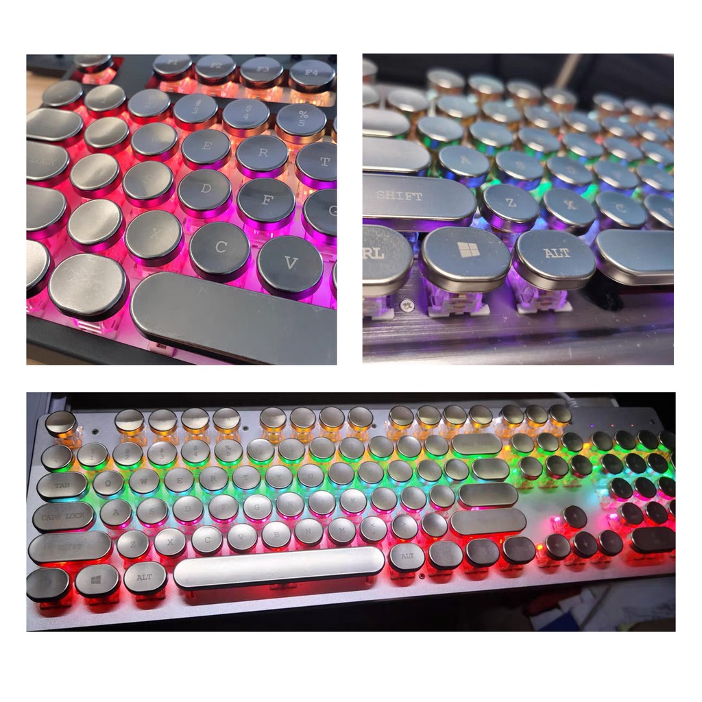 Keycap 87/104 Key Metal Personality Retro Round Steampunk Customized Mechanical Keyboard  Keycap