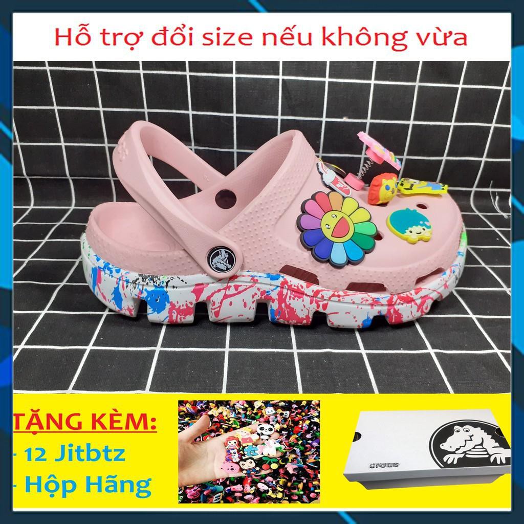 Dép Sục cross Vẩy Sơn Hồng  FREESHIP Tặng Kèm [12 jitbitz + Hộp] Hàng Việt Nam Xuất Khẩu có Logo, Tag đầy đủ