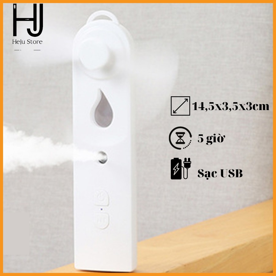 Quạt Cầm Tay Mini Phun Sương Siêu Mát Sạc USB Dùng Cực Lâu
