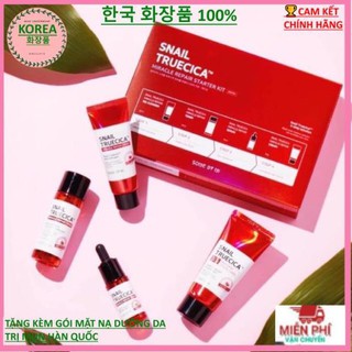 [Chính Hãng] Bộ 4 sản phẩm dưỡng phục hồi da, cải thiện sẹo lõm Some By Mi Snail Truecica Miracle Repair (SRM, Toner, Se