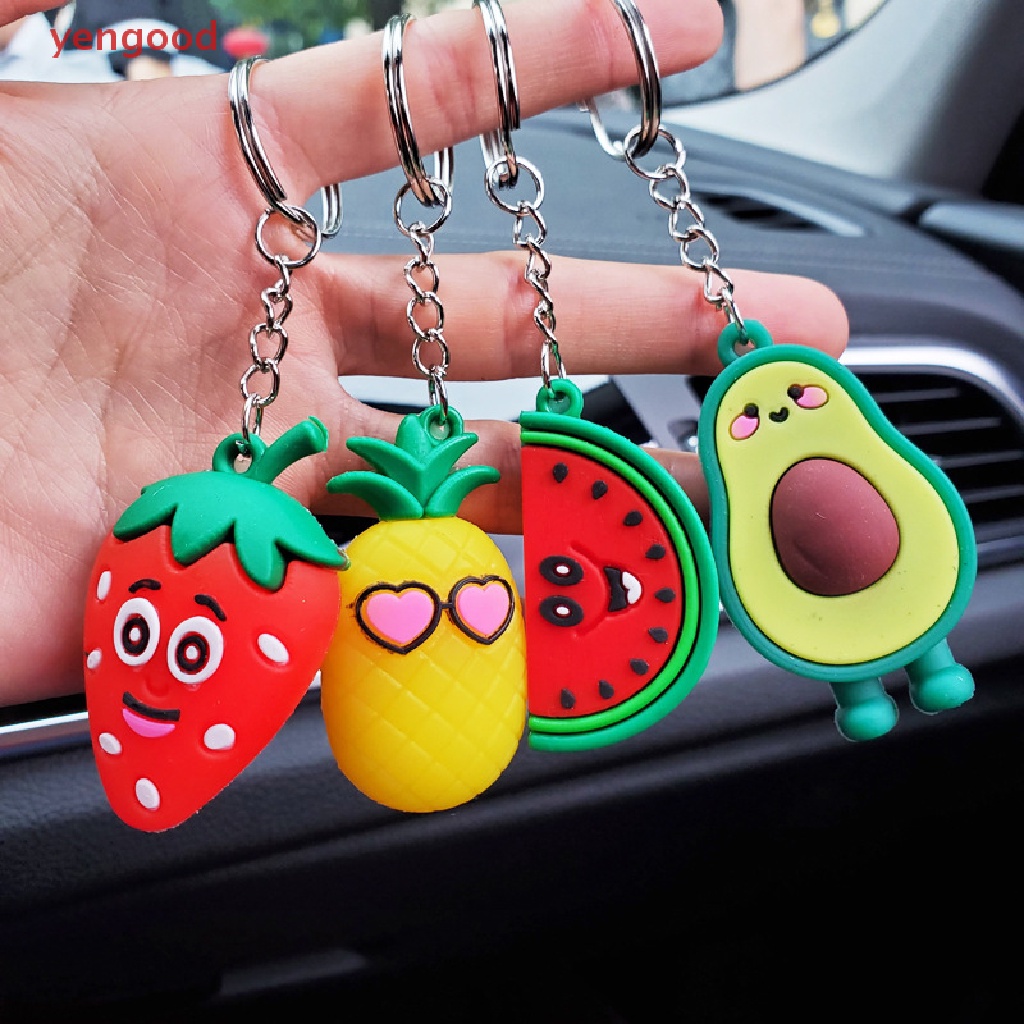 (YGD) Móc Chìa Khóa Hình Búp Bê Quả Bơ / Dâu Tây Mềm Mại Thời Trang Mới