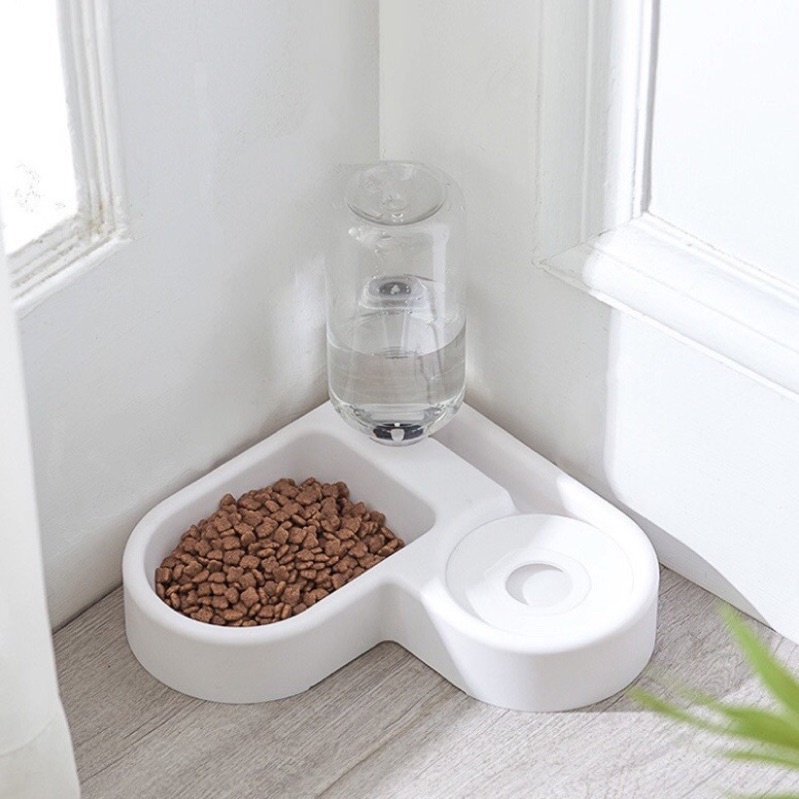 Bát Ăn Uống Tự Động Cho Chó Mèo 🐾 Bát ăn Chữ L Trái Tim Để Góc Tường 2in