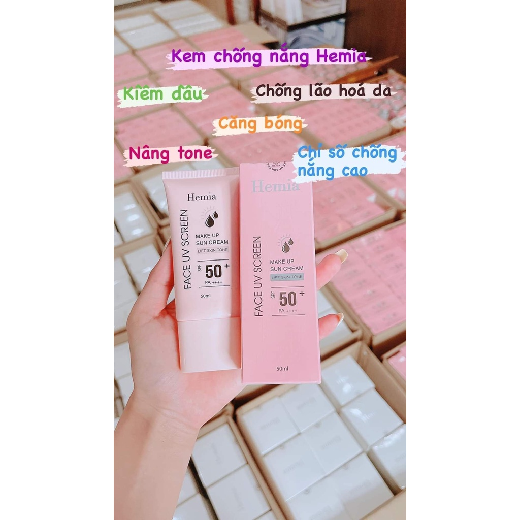 Kem chống nắng Hemia Hàn Quốc dành cho mặt - Dưỡng trắng, kiềm dầu, chống lão hóa bảo vệ da, make up nâng tone da | BigBuy360 - bigbuy360.vn