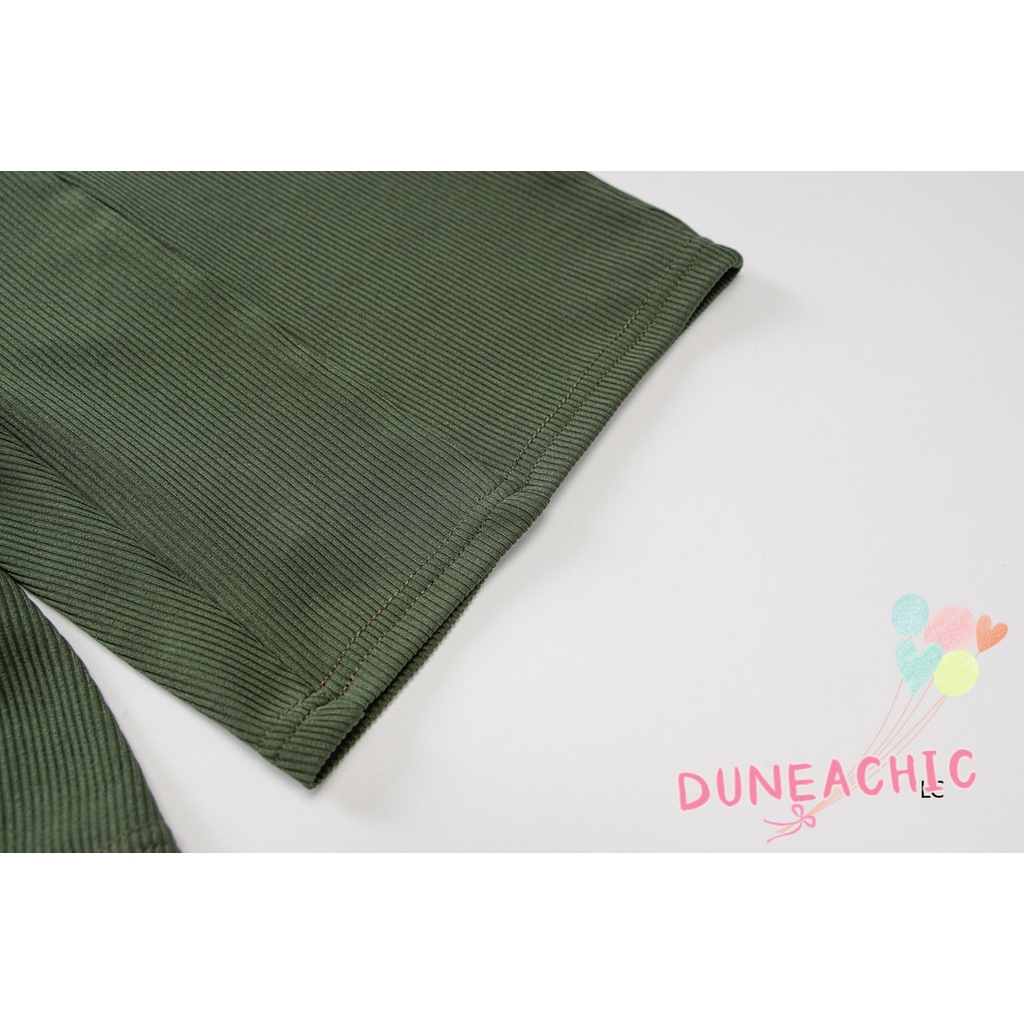 Áo liền quần DUNEA dệt kim tay dài màu trơn thiết kế đơn giản cho nữ