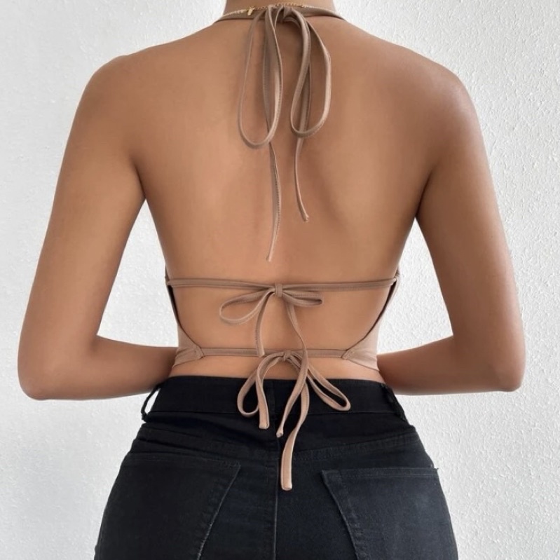 ÁO 2 DÂY CỘT CỔ CHỮ V HỞ LƯNG PHONG CÁCH SEXY TRENDY 2022 GIÁ RẺ