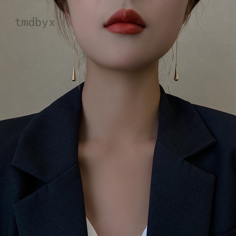 Tmdbyx Đôi khuyên tai hình giọt nước phối tua rua đơn giản thời trang cho nữ