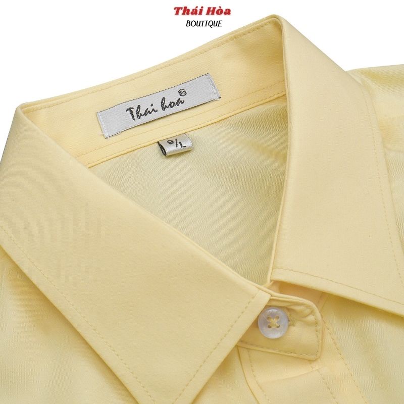 Áo sơ mi nữ công sở màu vàng dài tay kiểu đẹp vải cotton mềm mịn Thái Hoà 047-02-01