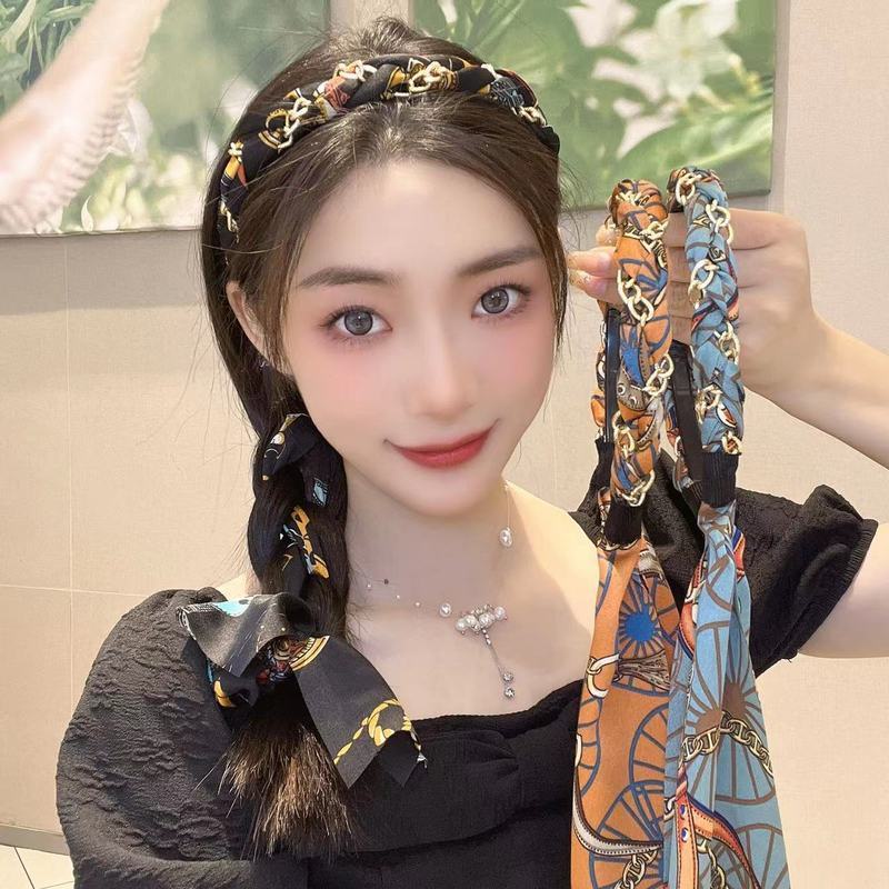 Dây Cột Tóc Ruy Băng Màu Xanh Dương / Nâu Thời Trang Mùa Hè Phong Cách