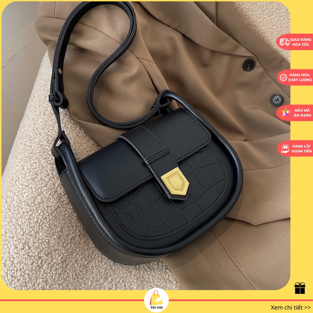 Túi xách nữ kẹp nách đeo chéo da mềm viền vòm khóa nhọn cao cấp CV35