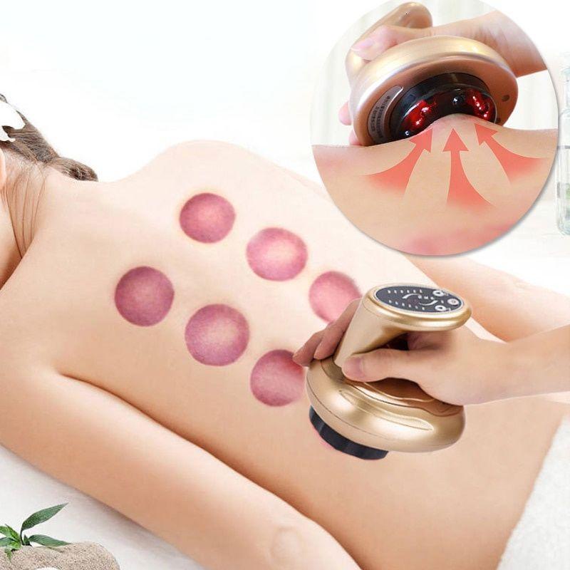 Máy Mát Xa Guasha EMS Có Cốc Hút Chân Không Chống Cellulite Đốt Cháy Mỡ Thừa