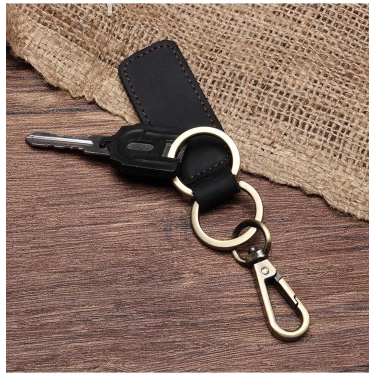 Móc chìa Khoá Da Bò Thật Khoá Đồng _DN15022