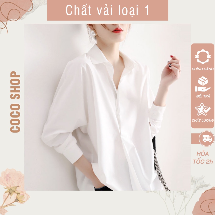 Áo sơ mi nữ form rộng đuôi tôm, sơ mi trắng nữ đuôi tôm dài tay