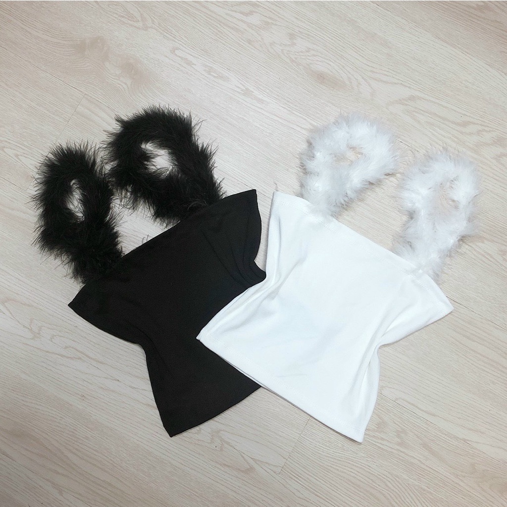 Áo hai dây lông vũ siêu xinh alohashop91