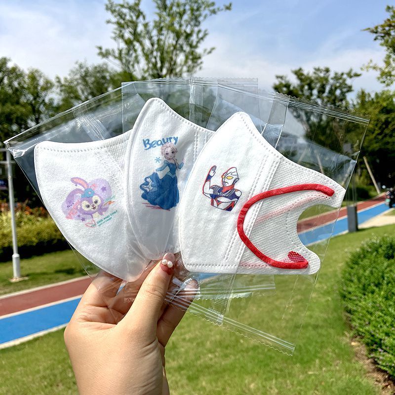 Set 10 / 30 / 60 Khẩu Trang 3Layers In Họa Tiết Hoạt Hình Siêu Nhân Công Chúa Elsa / Phi Hành Gia Stella Lou Cho Bé