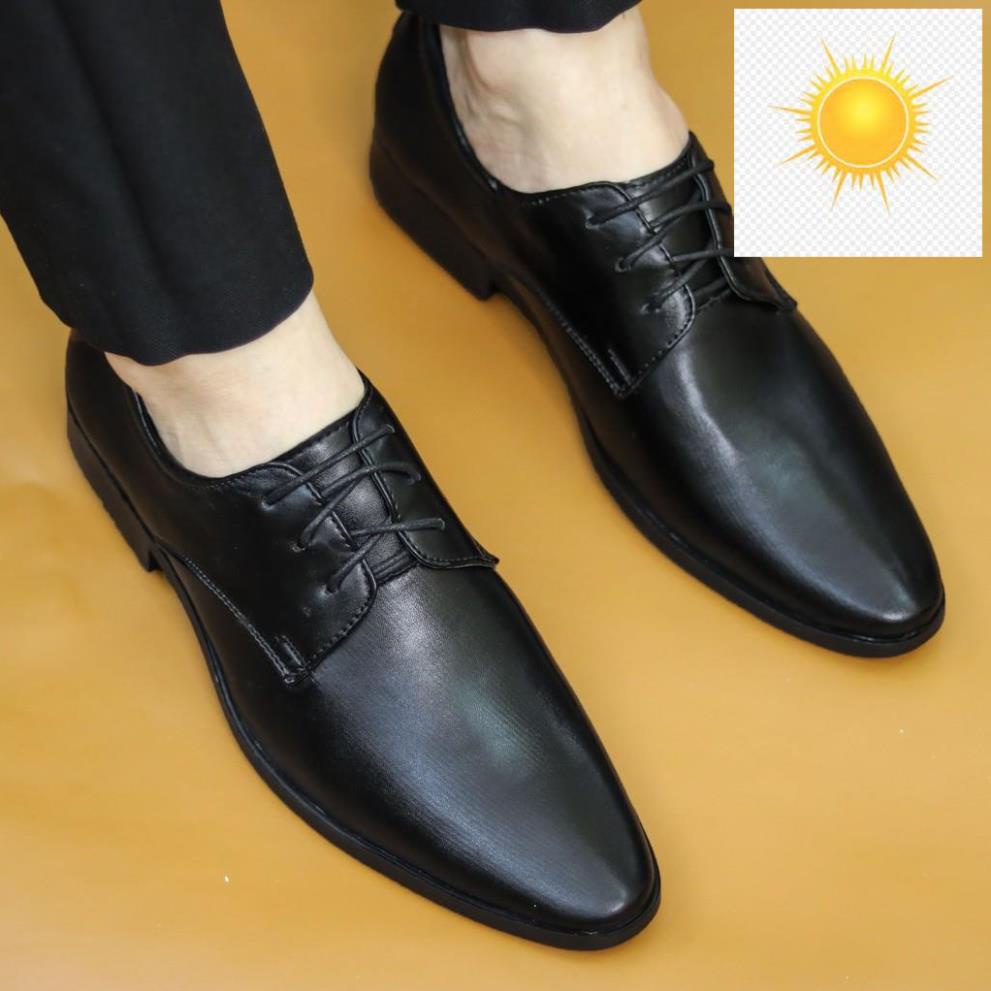GIÀY BUỘC DÂY NAM -CHẤT LIỆU DA PU CAO CẤP -ĐẾ KHÂU CAO 2,5 CM MÃ L193 MÀU ĐEN ️🥇