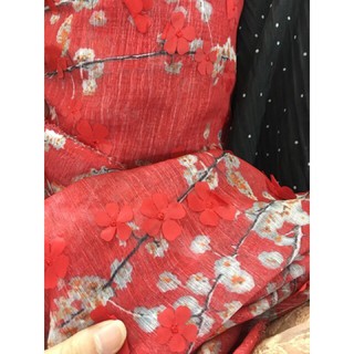 Vải tơ Hoa Đào 3D