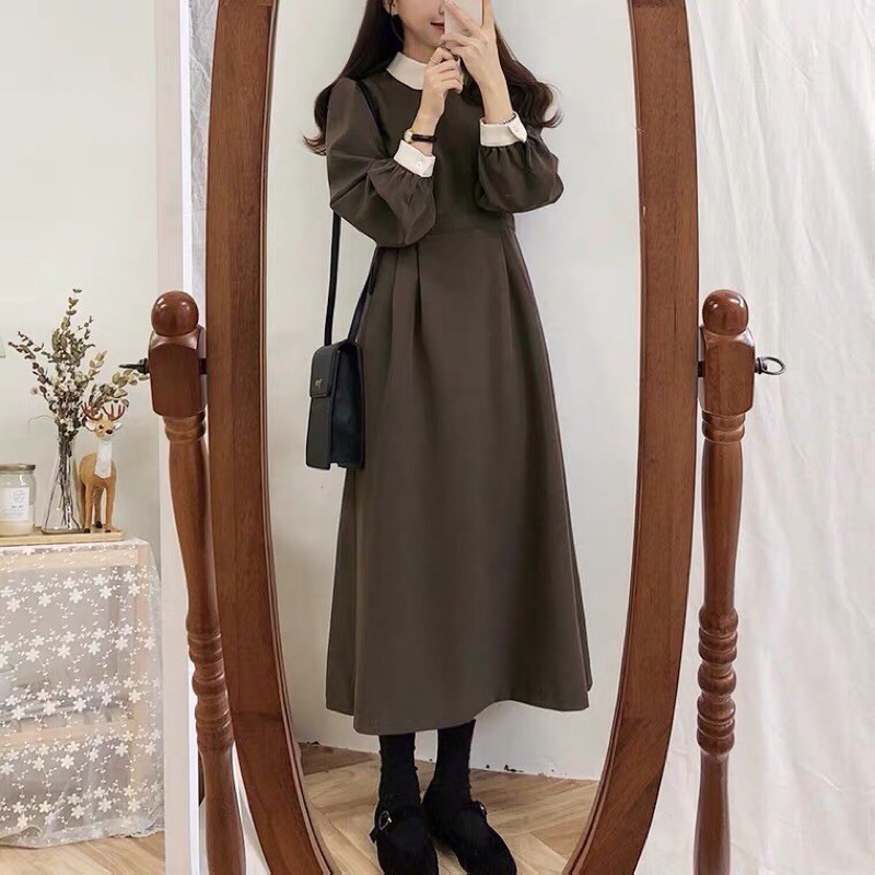 Váy vintage cổ tiểu thư 2 màu | BigBuy360 - bigbuy360.vn