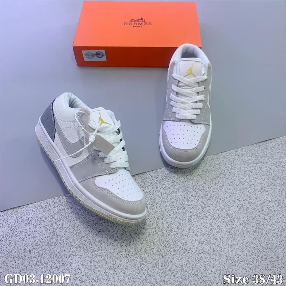 [ FREE SHIP ] Giày Thể Thao Nam Nữ Jordan JD1 Low Paris Trắng Xám Cổ Thấp Gót Xanh Thời Trang Full Box Bill G01