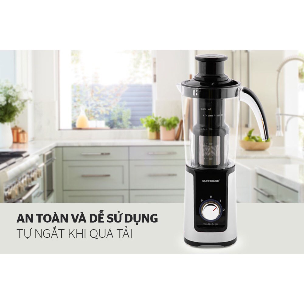 Máy xay sinh tố đa năng Sunhouse SHD5322 màu đen. Máy say sinh tố Sunhouse 3 cối. Sản phẩm chính hãng bảo hành 12 tháng