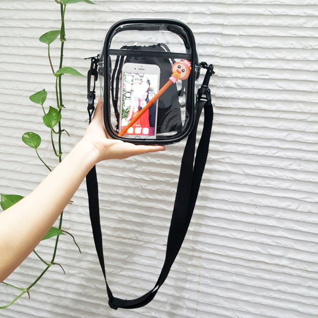 TẾT 2023 TẶNG TÚI RÚT_ Túi đeo chéo nam nữ trong suốt size 20cm, chất nhựa trong suốt, chống thấm 2023