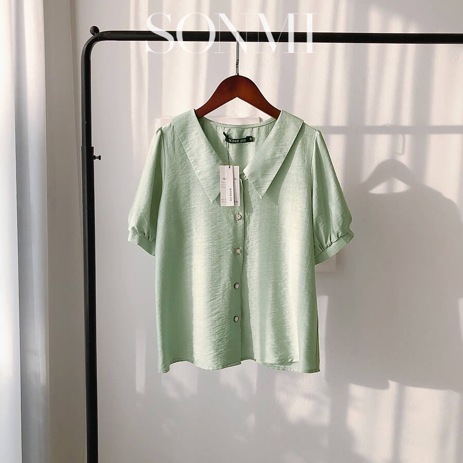 Áo Sơ Mi Nữ Tay Phồng Công Sở SONMI Hàn Quốc Form Tay Ngắn Cổ Vest Vải Đũi Lụa Cao Cấp Dễ Thương Nhiều Màu JULIA PARKER