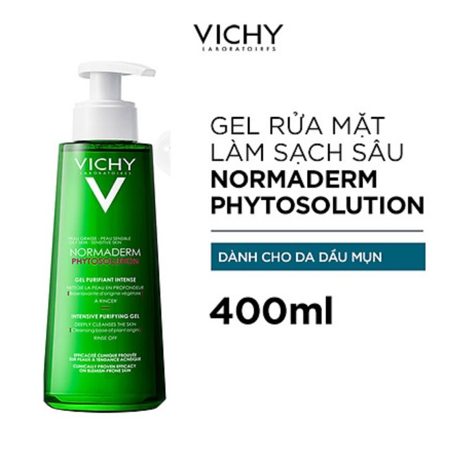 Bộ Sản Phẩm Gel Rửa Mặt Làm Sạch Sâu, Giảm Bã Nhờn Và Se Khít Lỗ Chân Lông VICHY Normaderm Phytosolution