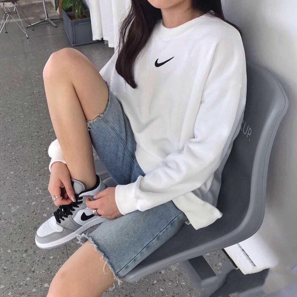 Áo Sweater Thêu Họa Tiết Nike Terry Size Lớn M-5xl