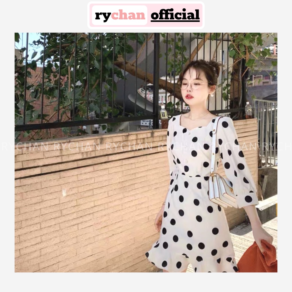 Đầm Xòe Đi Dạo Biển Bi Đen Đuôi Cá 2 Lớp Lót Trong Dày Dặn - DX858