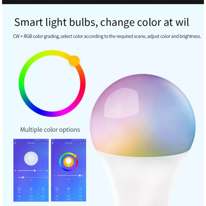 Bóng đèn thông minh Wifi Tuya 15W,12W,10W,9W điều khiển qua điện thoại, Google Home&amp;  Alexa