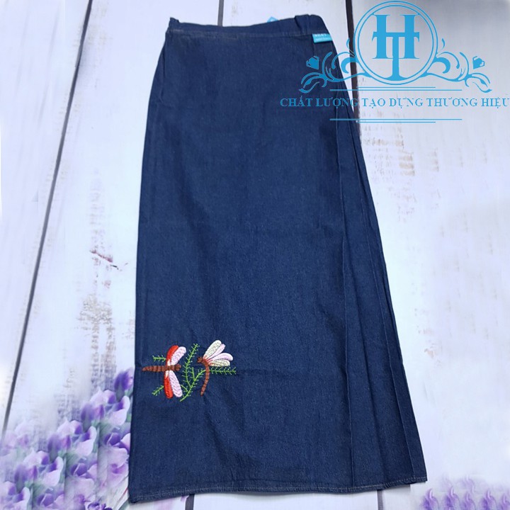 [MUA KÈM DEAL SỐC] SET TRANG PHỤC CHỐNG NẮNG CAO CẤP - Gồm có Áo khoác chống nắng &amp; Váy chống nắng JEAN thêu Chuồn chuồn