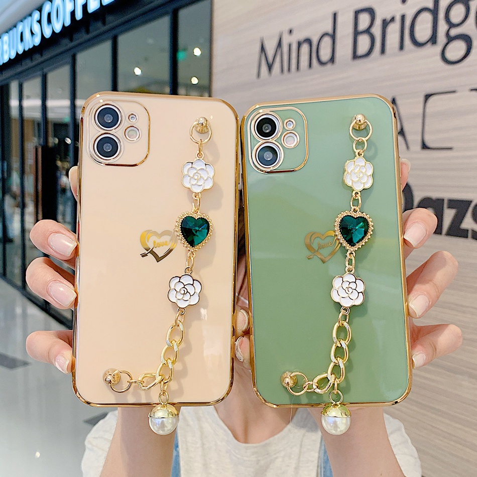 Ốp Điện Thoại Kèm Dây Đeo Chuỗi Hạt Sang Trọng Cho iPhone 7 8 Plus 11 12 13 pro max 12mini X XS max SE2020 XR