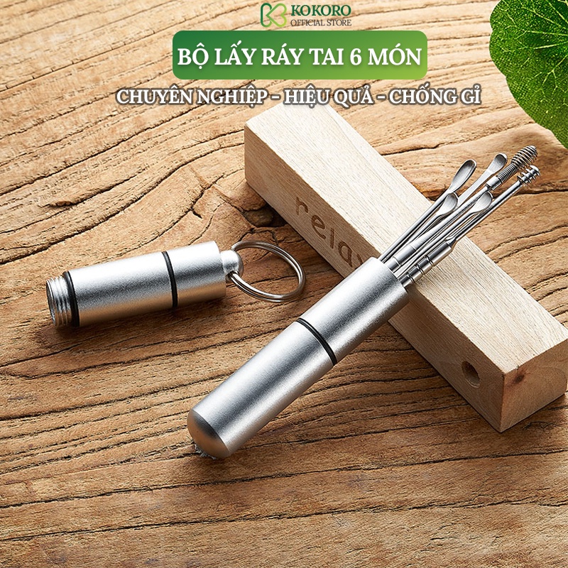 Bộ Lấy Ráy Tai, Bộ Ngoáy Tai 6 Món Thép Không Gỉ An Toàn Cho Cả Gia Đình