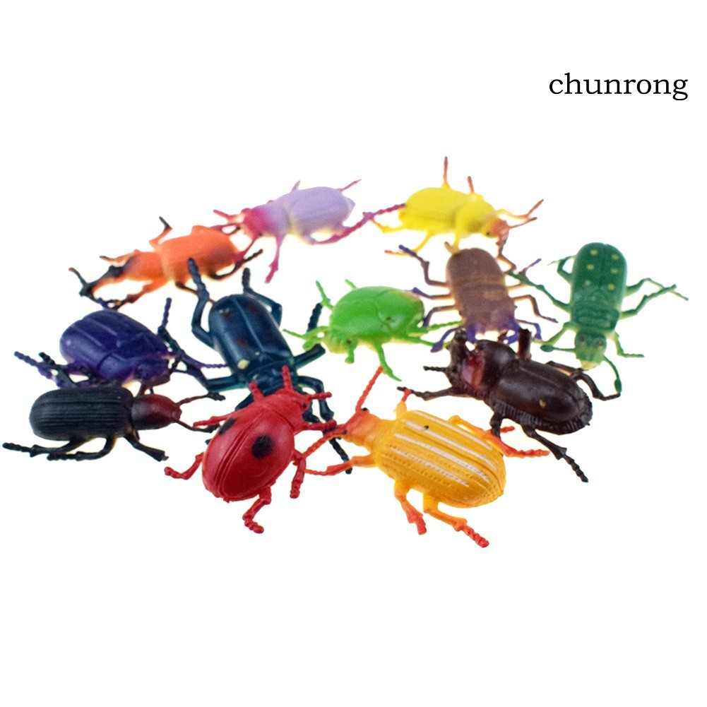 CR+12Pcs/Set Lifelike Cricket Ladybugs Wild Insects Model Prank Trick Prop Kid Toy