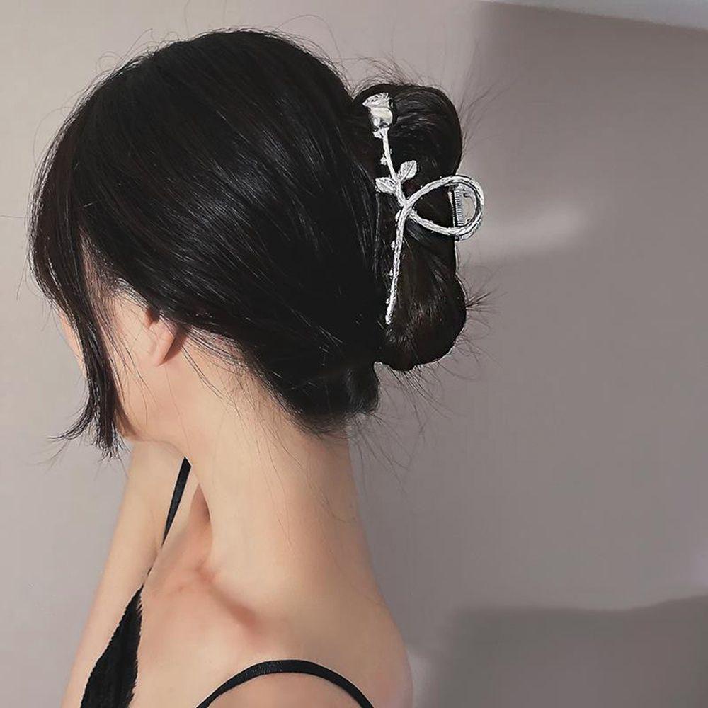 Kẹp tóc thời trang bằng kim loại hình hoa hồng phong cách Hàn Quốc giản đơn ngọt ngào cá tính dành cho nữ