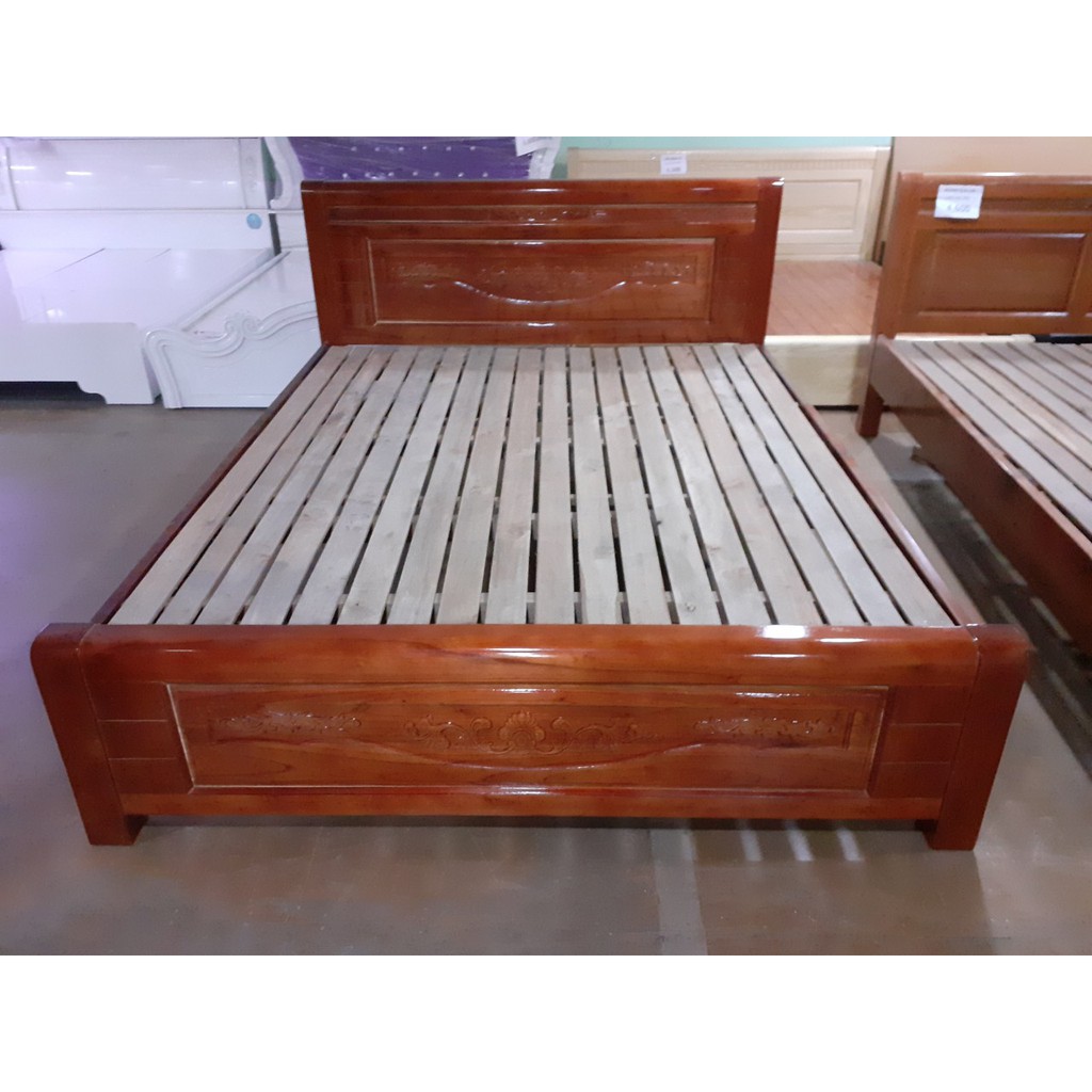 Giường ngủ nhỏ gọn gỗ xoan đào 1m6 – 1m8*2m
