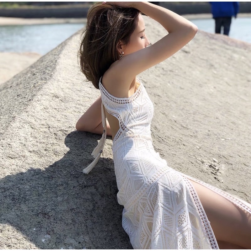 Đầm Ren Maxi ,Váy Ren Maxi Hở Lưng Gợi Cảm Cho Nữ