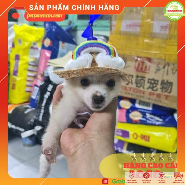 Nón chó mèo  FREESHIP  Mũ cối rơm chong chóng thú cưng 2 size
