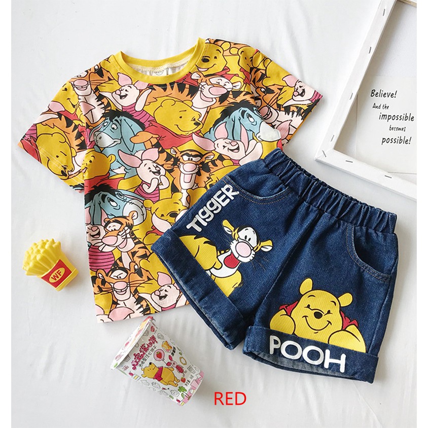 Bộ áo thun cộc tay in hình + quần short cho bé