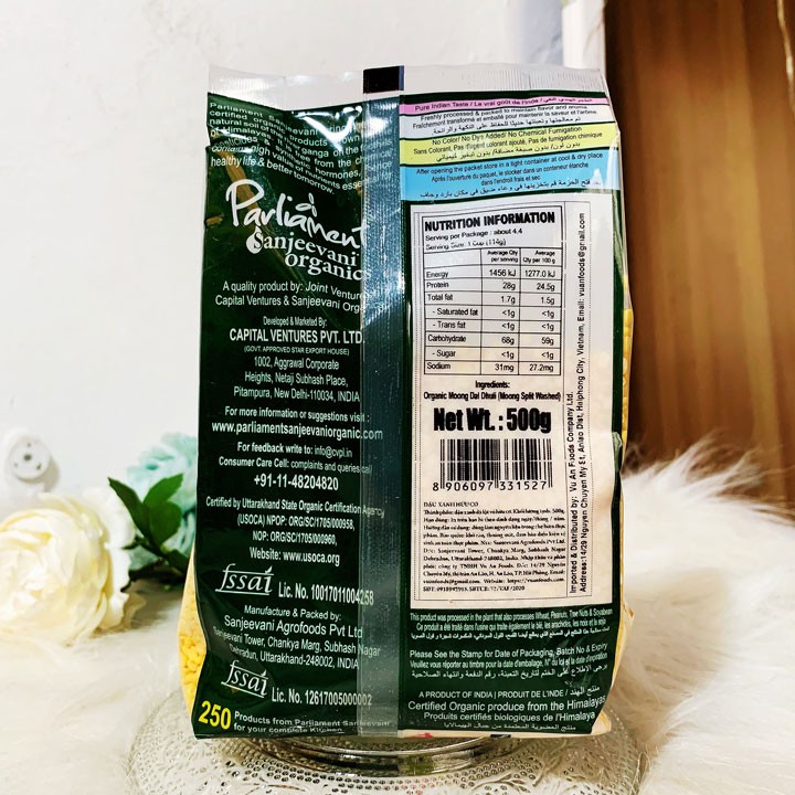 Đậu xanh hữu cơ tách vỏ Parliament 500g