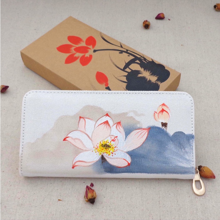 Ví vẽ tay cổ trang (khóa kéo)