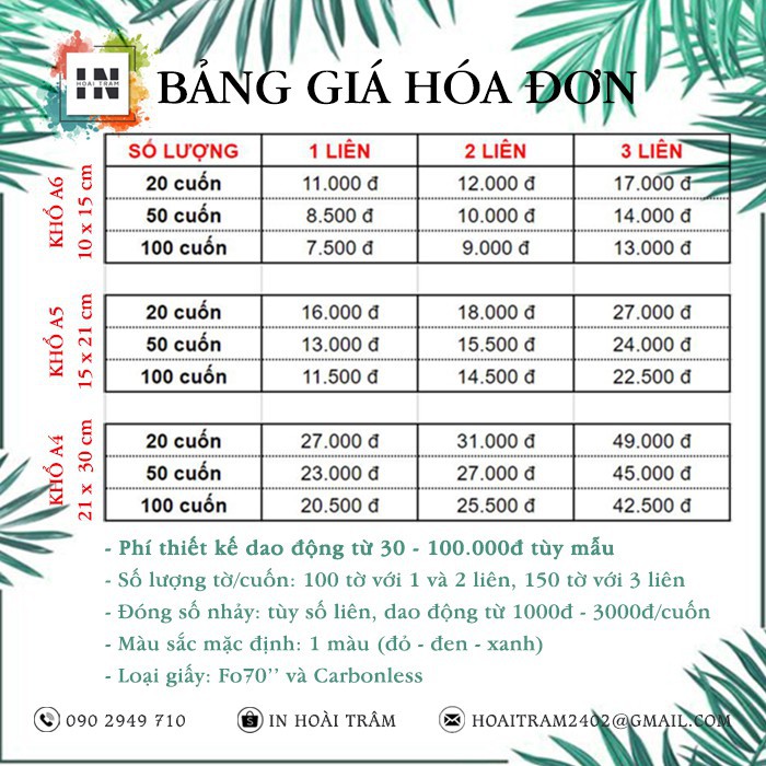 50 CUỐN BIÊN NHẬN 2 LIÊN KHỔ A6