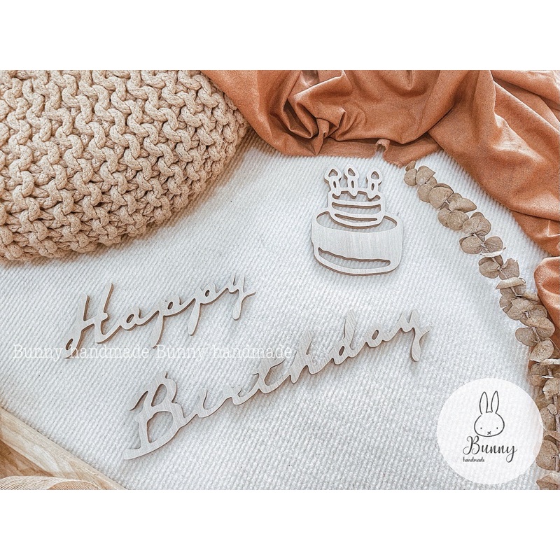 Set chữ HPBD và bánh sinh nhật gỗ
