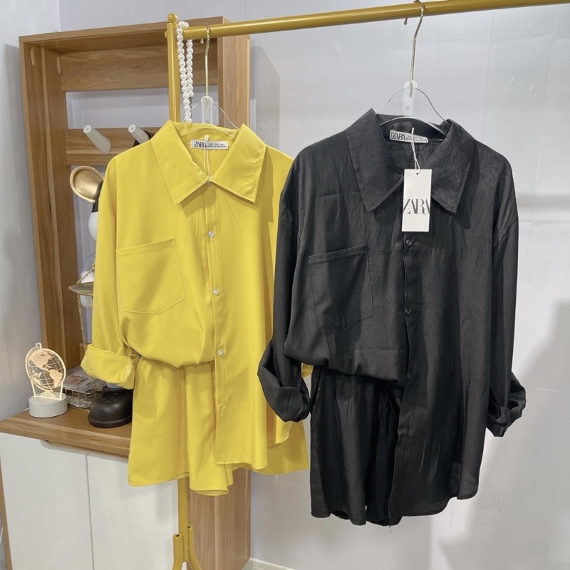 Set bộ đũi áo sơ mi mix quần sooc đùi dáng rộng thụng