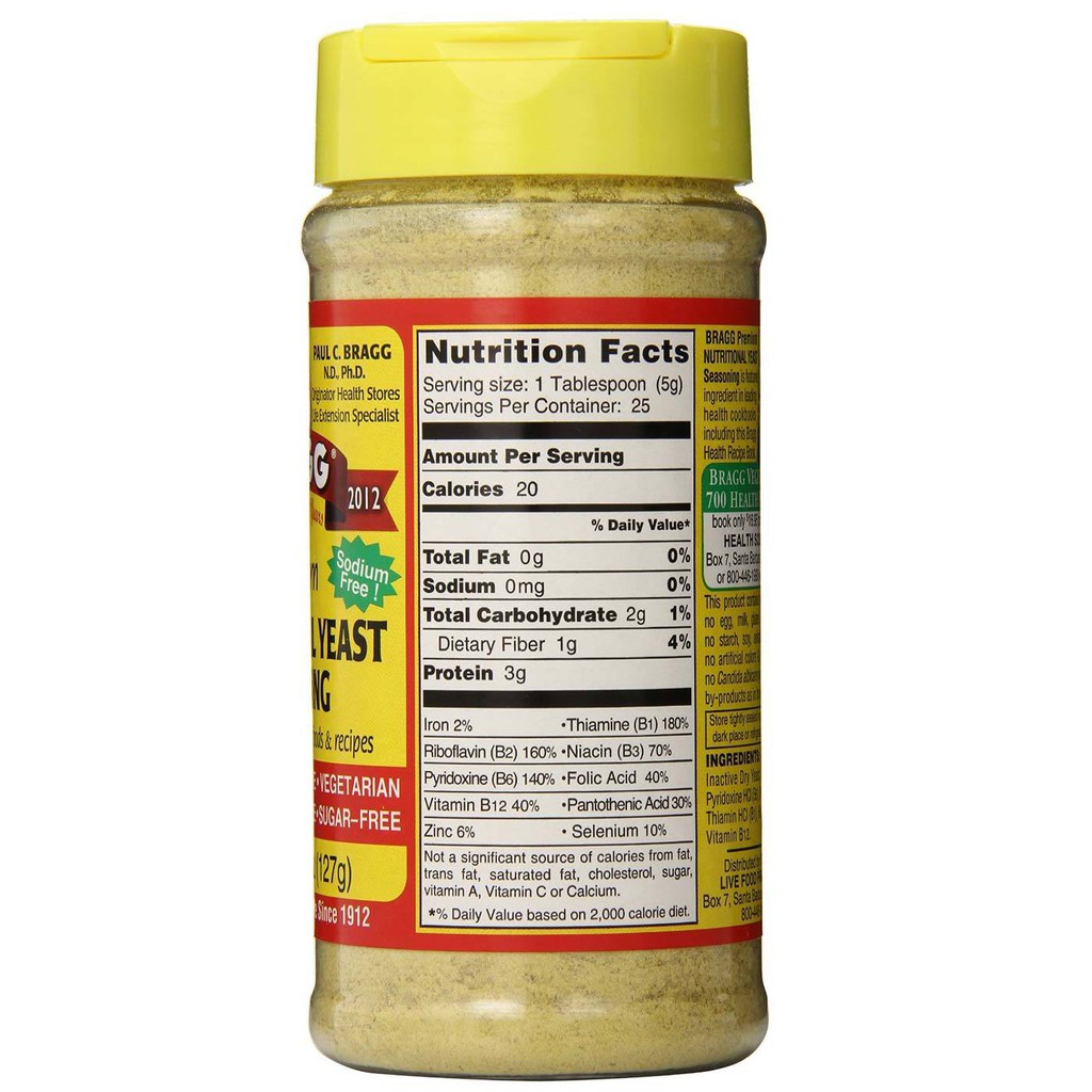 Men dinh dưỡng 127G [gia-vị] @Hàng-Mỹ  BRAGG Nutritional-Yeast-Seasoning-4.5oz