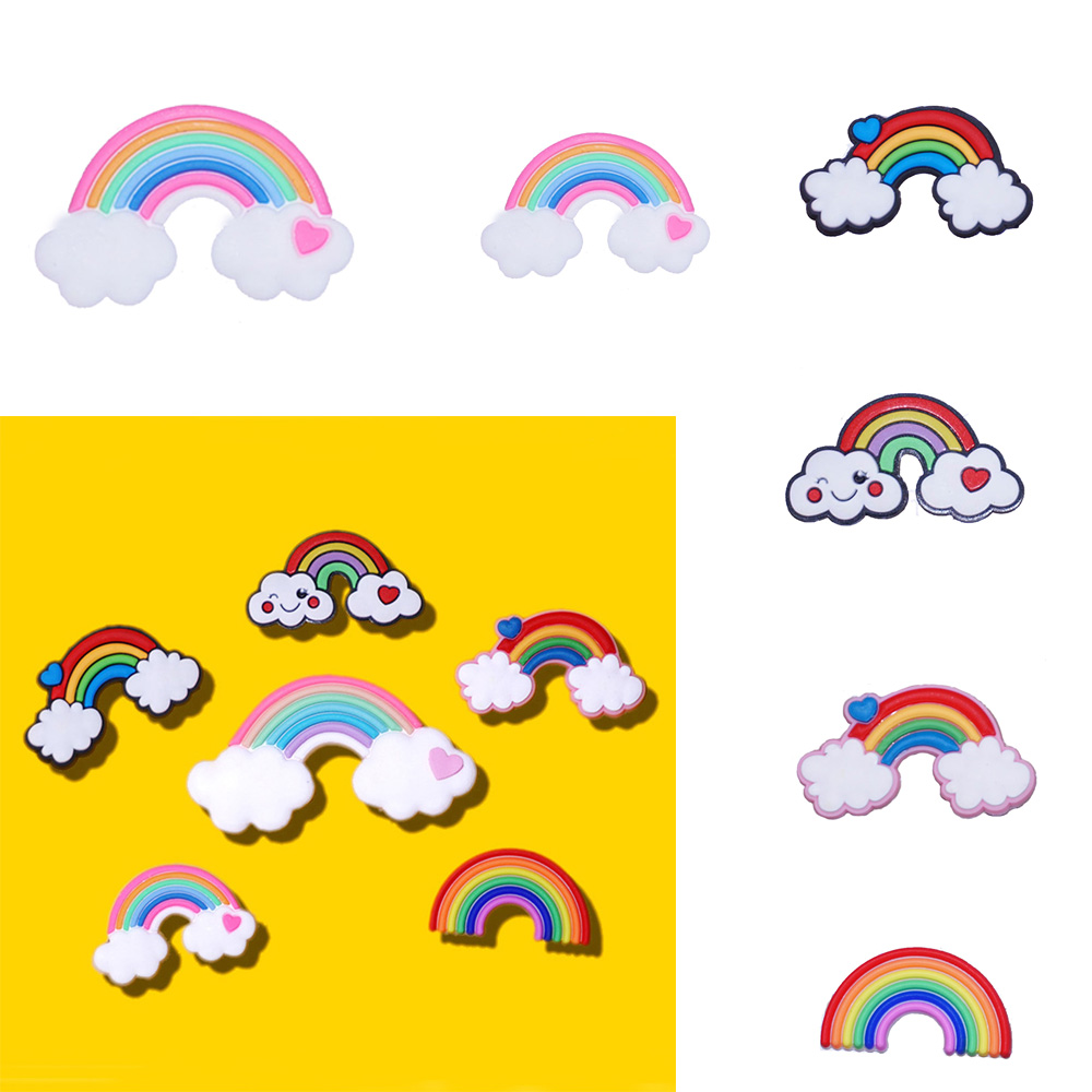 💜ZAIJIE💜 Cartoon Rainbow Patch DIY Accessories Silicone Glue Patch Glues Colorful Scrapbook Decoration Art Craft Handmade Phone Case Decor PVC Stickers