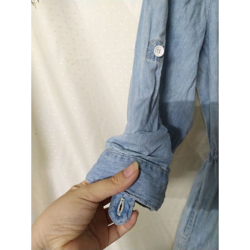 Đầm jean thêu size S M eo freesize đến 88 dài 87